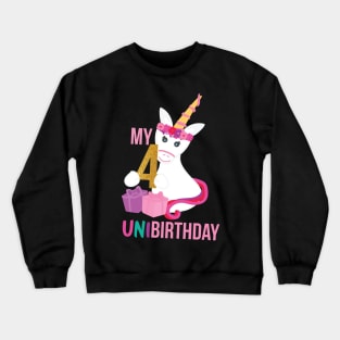 My 4th UNIBIRTHDAY - Unicorn Birthday party Crewneck Sweatshirt